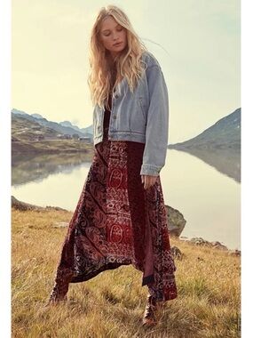 Free People High Atlas Velvet Tapestry Maxi Skirt